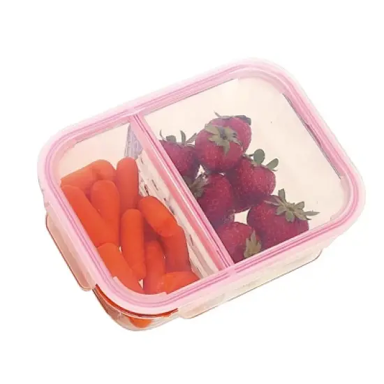 Lexi Home 2-Compartment 33 oz. Glass Container with Locking Lid in Red image {1}