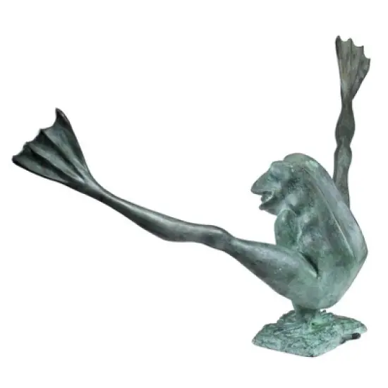 Design Toscano Crazy Legs, Leap Frog Bronze Garden Statue: Large image {2}