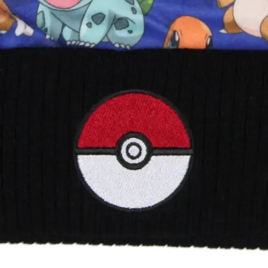 Pokemon Sublimated Pikachu Eevee Charmander Squirtle Bulbasaur Pom Beanie Hat Multicoloured image {2}