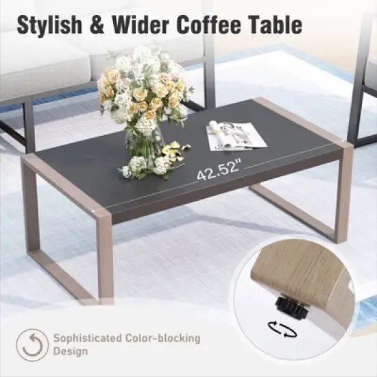 Captiva Designs Modren Outdoor Patio Metal Frame Furniture Conversation Seating Set with Coffee Table image {10}