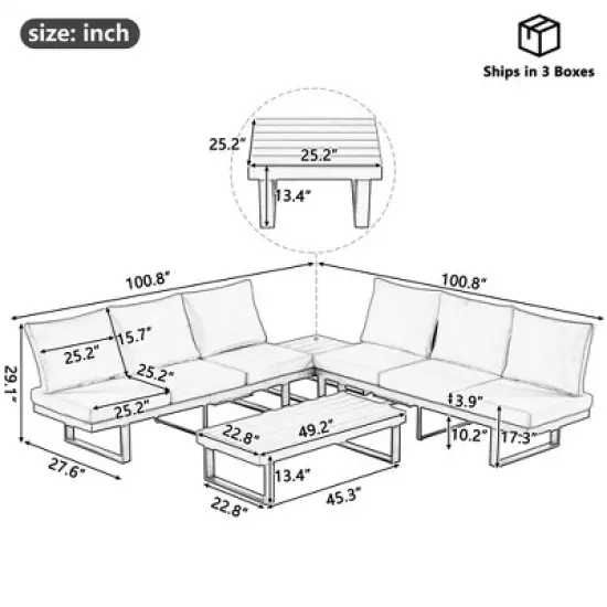 YOOCOZZ  Outdoor Sectional Sofa Set with Reclining Seats image {7}