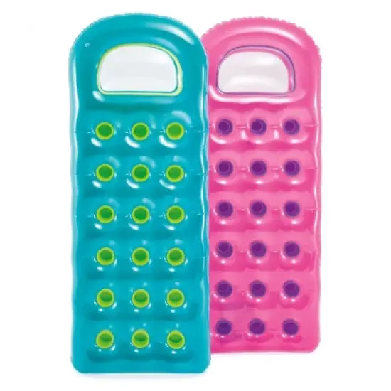 Intex Suntanner 18 Pocket Single Person Inflatable Swimming Pool Beach Lounge Floating Raft with Pillow and Cupholders, Color May Vary image {2}