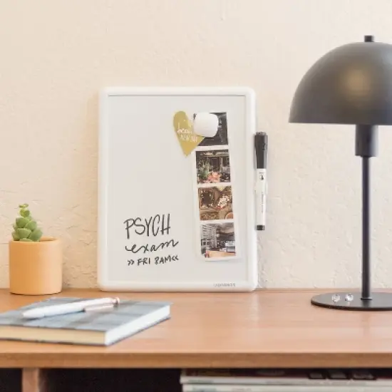 U Brands 8.5"x11" Contempo Magnetic Dry Erase Board White: Small Wall Mount Presentation Board, Polypropylene, Steel, Plastic image {1}