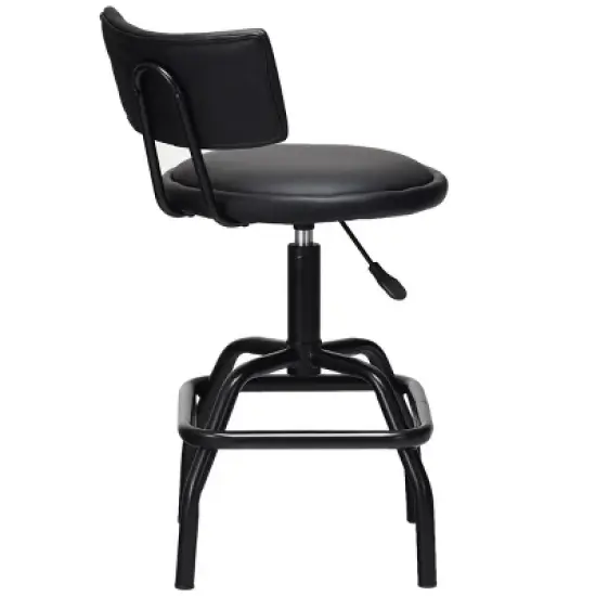 Costway Adjustable Swivel Bar Stool PU Leather Steel Frame Chair W/Backrest&Footrest Low Back image {9}