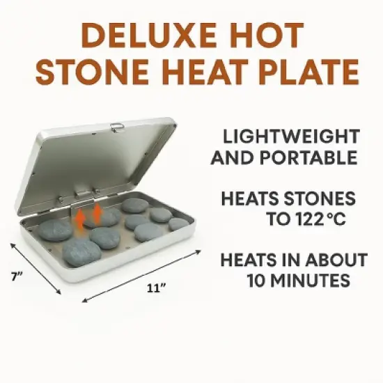 Royal Massage Chrome Case Hot Stone Heater w/10 Hot Rocks image {6}
