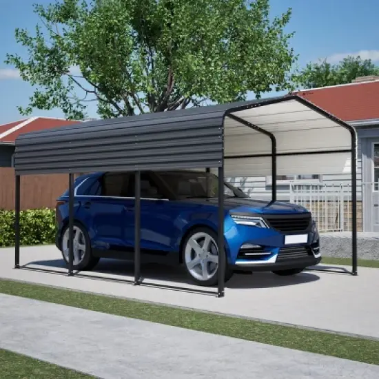 10x15 FT Metal Roof Carport with Waterproof Cloth,Freestanding Heavy Duty Galvanized Steel Carport,Outdoor Car Shelter for Car,Truck-Coolbibila image {2}