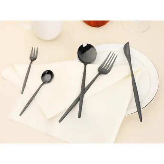 REGALWOVEN 20 Pcs Stainless Steel Mirror Polished Flatware with Knife Spoons and Forks Set, Silverware Set with Grain image {3}