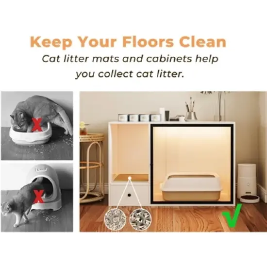 ATJafurn White Furniture Style Cat Cabinet with Storage Space, 37.4 " Modern Hidden Cat Litter Box Enclosure for Living Room image {12}