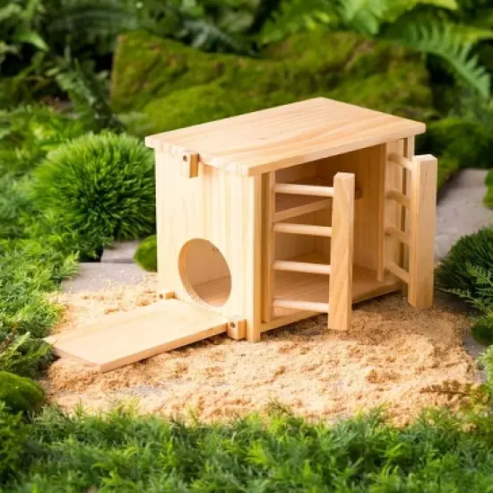 HearthSong Wooden Chicken Coop with Real Working Doors and Ramp for Imaginative Play, Measures 9_"L x 5_"W x 8"H image {1}