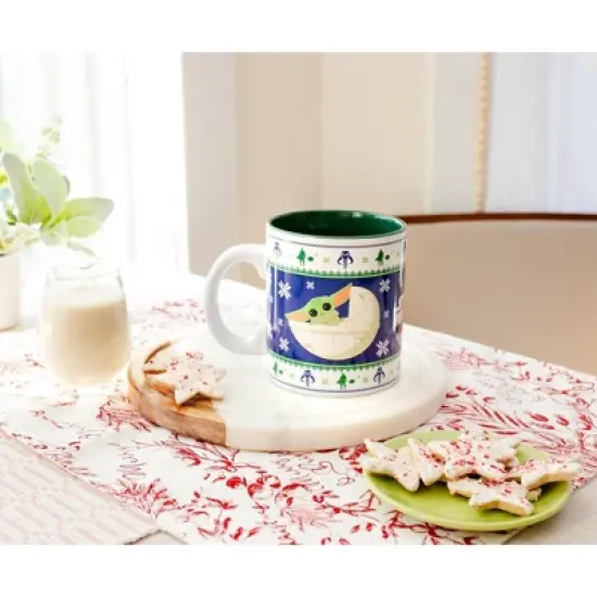 Silver Buffalo Star Wars: The Mandalorian Grogu Christmas Sweater Ceramic Mug | Holds 20 Ounces image {6}