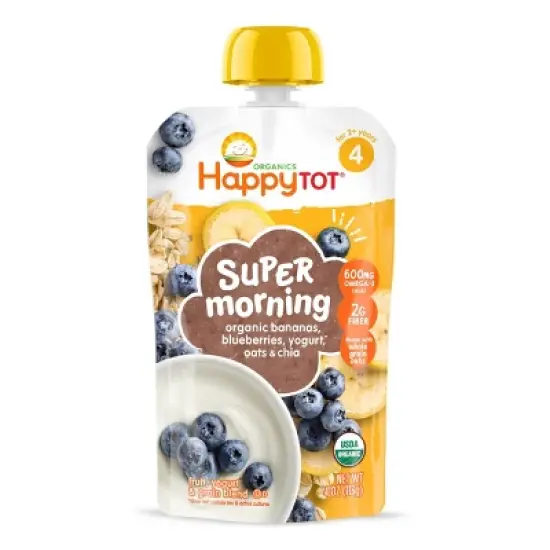 HappyTot Super Morning Organic Bananas Blueberries Yogurt & Oats with Super Chia Baby Food Pouch - 4oz image {6}