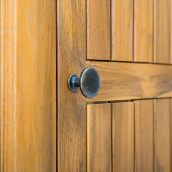 Christopher Knight Home Gribs Outdoor Patio Storage Cabinet Acacia Wood Teak Finish image {7}