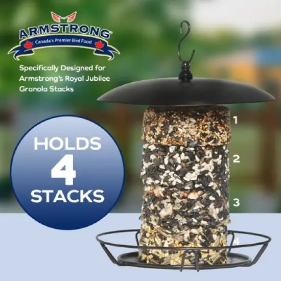 Armstrong Wild Bird Food Royal Jubilee Granola Stack Feeder, Black, 12in image {4}