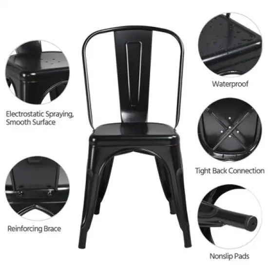 Yaheetech Pack of 4 Stackable Classic Metal Dining Chair for Indoor Outdoor image {3}