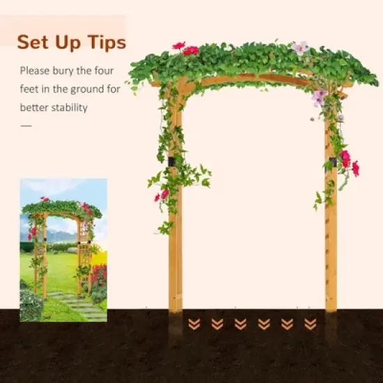 Gulches 90in Wood Garden Arbor Arch with Trellis Wall for Climbing & Hanging Plants, Decor for Party, Weddings, Birthdays & Backyards image {3}