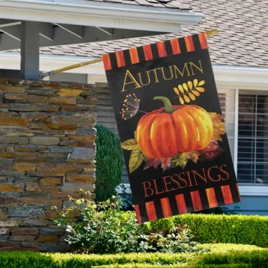 Northlight Autumn Blessings and Pumpkin Outdoor House Flag 40" x 28" image {2}
