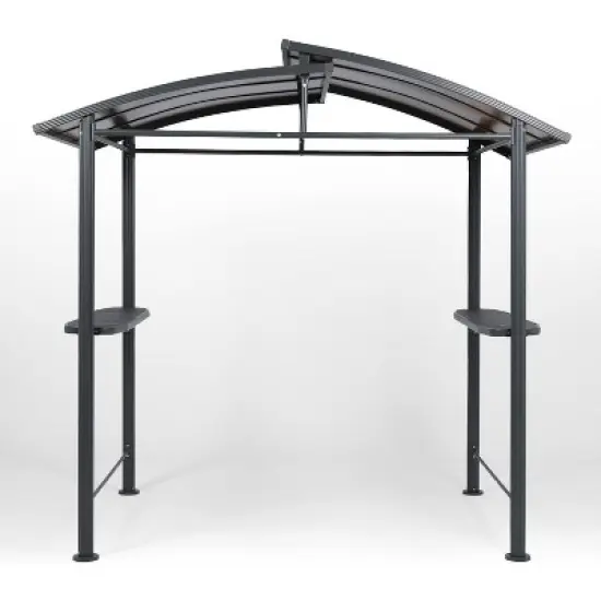 Aoodor 8 x 5 ft. BBQ Grill Gazebo Shelter, Dark Gray Steel Frame and Brown Double-Tier Polycarbonate Top Canopy image {8}
