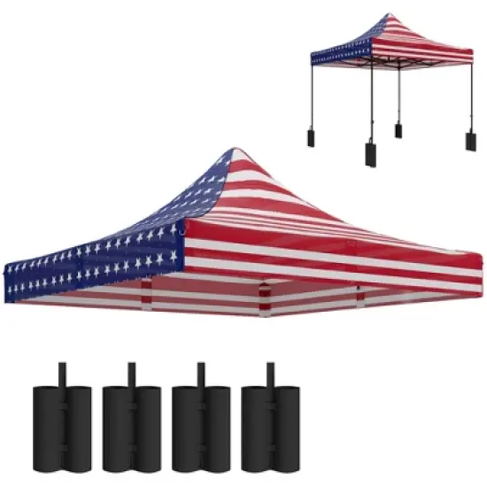 Outsunny 10' x 10' Canopy Cover with Weight Bags, UPF50+ Pop Up Canopy Replacement Top image {6}