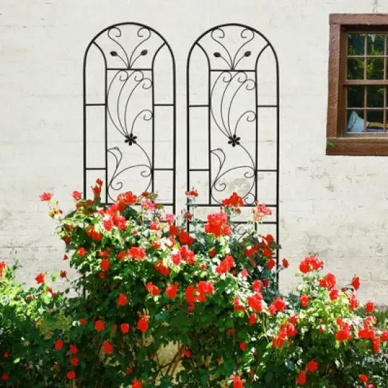 Lirago Black 4 pieces Weatherproof Multi-functional Outdoor Screen-Laser-Cut Galvanized Steel Panel 86.61"Hx19.68"Wx0.51"D image {2}