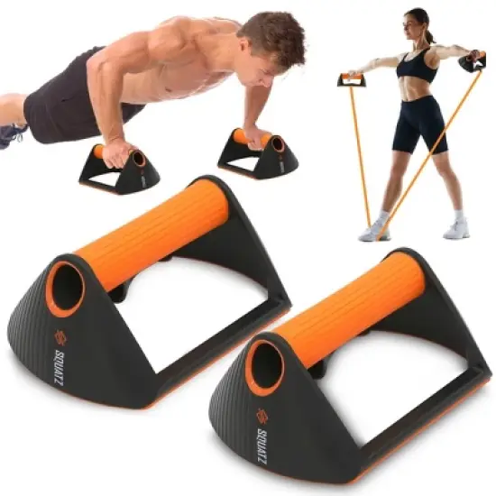 SQUATZ Multi-Function Push-Up Rack - Sturdy Handles with Elastic Resistance Bands - Ideal for Home Gym Workouts image {7}