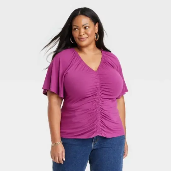 Women's Flutter Short Sleeve Cinched Knit Top - Ava & Viv&trade; image {7}