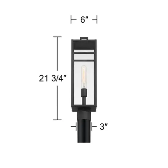 John Timberland San Lucas 21 3/4" High Modern Outdoor Post Light Fixture Pole Porch House Exterior Weatherproof Sand Black Metal Clear Glass Shade image {3}