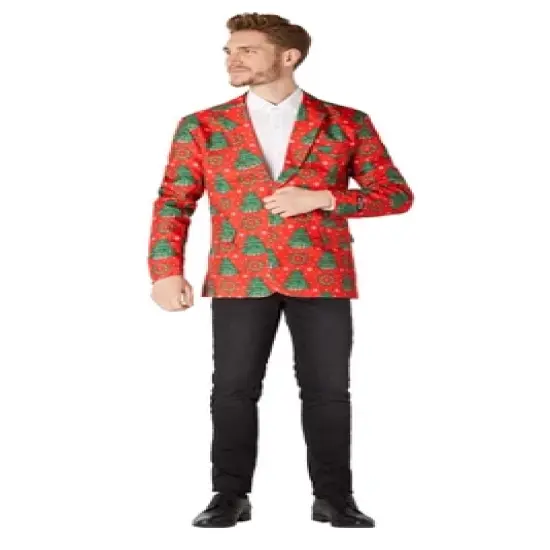 Suitmeister Men's Christmas Blazer - Christmas Trees - Red image {2}