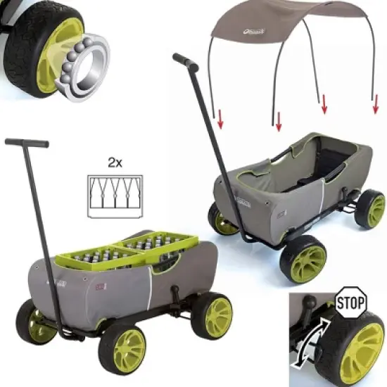 hauck Eco Wagon with Multipurpose Hand Pulled Utility, Steel Tube Framing, and Easy Fold Feature for Kids Pull Along Wagons, Forest Green image {3}