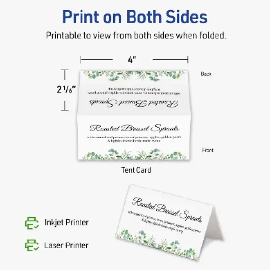 Avery Printable Tent Cards, 2-1/6" x 4", Matte White, 40ct image {5}