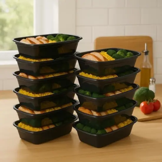 Meal Prep Containers W/Lids -Square Food Storage  BPA-Free Stackable  Microwave  Freezer & Dishwasher Safe  Reusable Lunch Bento Box image {3}