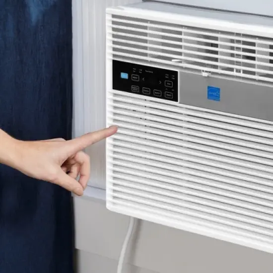 HomePointe 10,000 BTU Single Phase Window Air Conditioner Unit with 1-Touch Remote Control, LED Display Digital Panel & Installation Kit, White image {3}