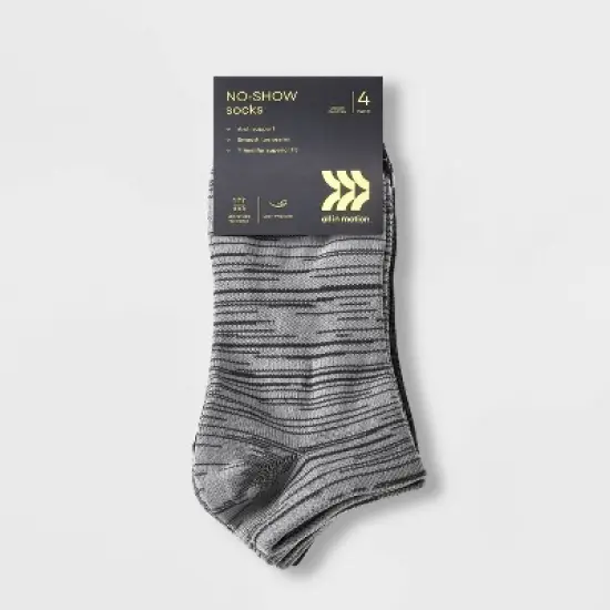 Women's 4pk Lightweight Random Feed No Show Athletic Socks - All in Motion&trade; Assorted Grays 4-10 image {1}