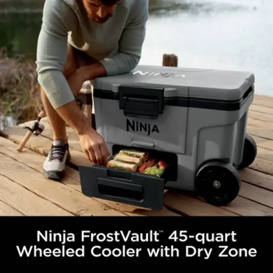Ninja Outdoor FrostVault 45qt Wheeled Cooler with Cold Dry Zone - Slate Gray: Rolling Coolers image {3}