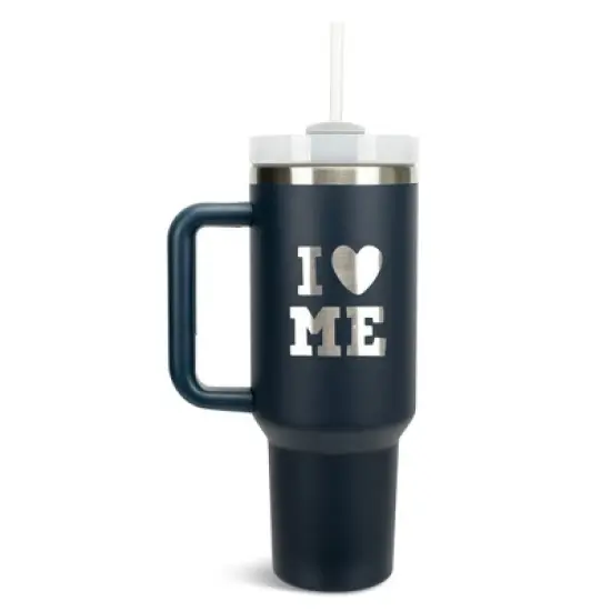 100 North I Love Me Heart Self Care Wrap-Around 40 Oz. Stainless Steel Water Bottle Coffee Mug, Spill & Leak Resistant, Travel Tumbler with Handle, image {5}