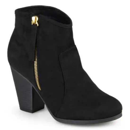 Journee Collection Womens Link Outside Zip Stacked Heel Booties image {9}