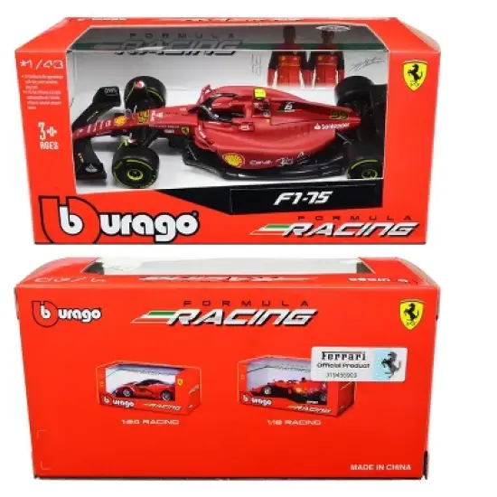 Ferrari F1-75 #55 C. Sainz "Ferrari Racing" F1 World Championship 2022 "Formula Racing" Series 1/43 Diecast Model Car by Bburago image {2}