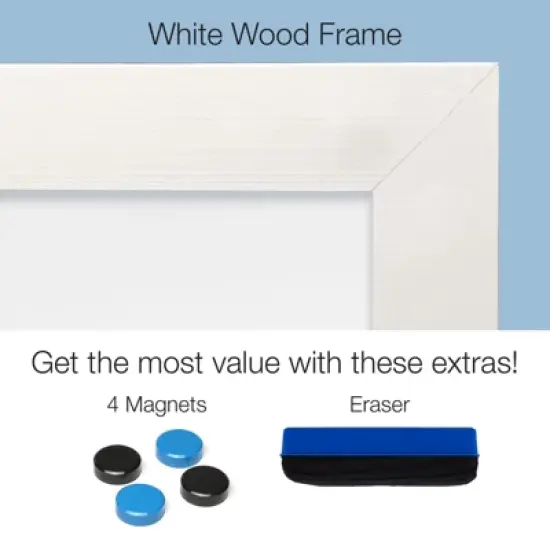 Excello Global Products White Wooden Magnetic Dry Erase Whiteboard, 24"x36" image {1}