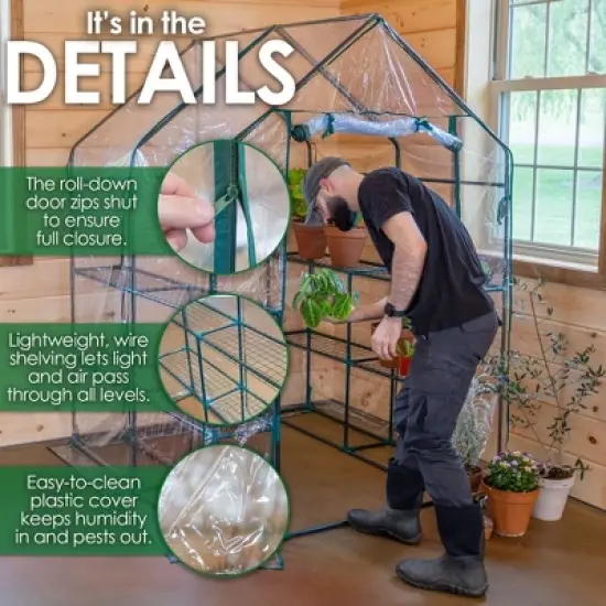 Garden Elements Plastic Indoor/Outdoor Standing Greenhouse, Unvented, Clear, Large, 77" image {3}
