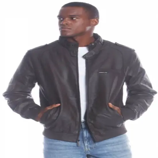 Members Only Men's Faux Leather Iconic Racer Jacket image {3}