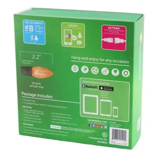 Lumenplay App-Enabled Lights, C7 Extender String 12 RGB LED Lights, 12.5 feet image {2}