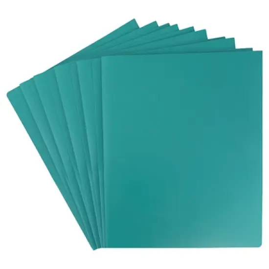 JAM 6pk 2 Pocket Heavy Duty Plastic Folders - Teal image {2}