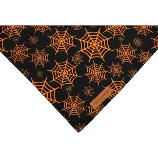 Halloween Dog Bandanas 2 Pack, Pumpkin and Spider Web Bibs, Triangle Reversible Fall Pet Scarf, Premium Durable Fabric, Adjustable Fit image {4}