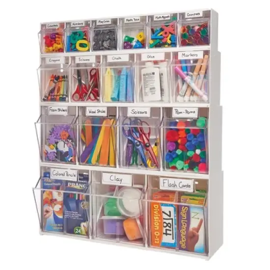 Deflecto&reg; Tilt Bin&reg; Interlocking Storage Bins, 6-Bin Unit, White image {2}