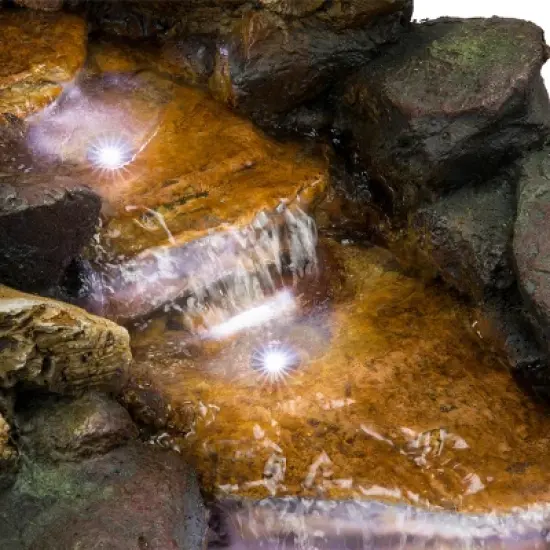 19" River Rocks and Logs Fountain with LED Lights Gray/Cool White - Alpine Corporation image {5}