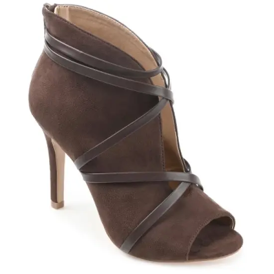 Journee Collection Womens Samara Back Heel Zip Peep Toe Stiletto Booties image {10}