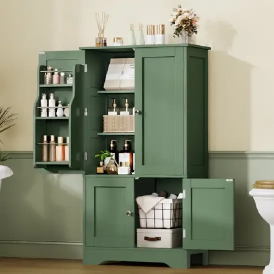 USIKEY Pantry Cabinet, Kitchen Pantry Storage Cabinet with Doors and Adjustable Shelves, Food Pantry for Kitchen, Dining Room, Living Room, White image {15}
