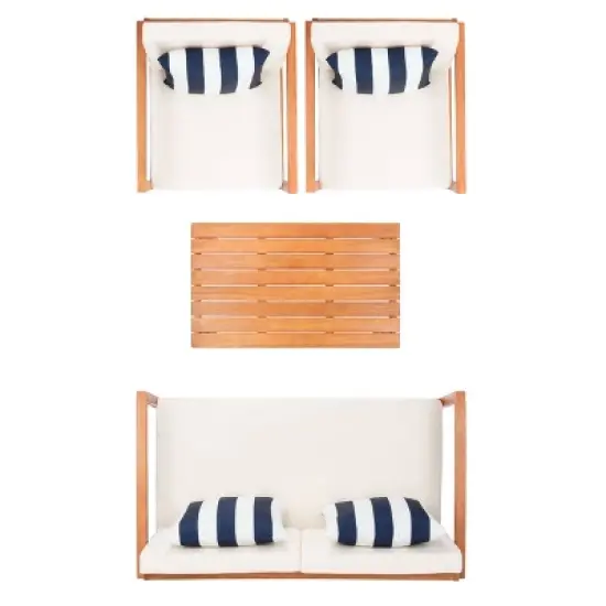 Montez 4pc Living Set with Accent Pillows - Natural/Beige/Navy - Safavieh image {6}