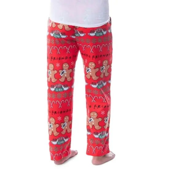 Friends The TV Series Womens' Gingerbread Central Perk Ugly Sweater Pajama Pants Red image {1}