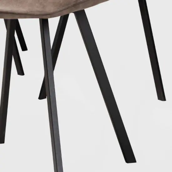 Set of 4 Filicia Imitation Leather Upholstered Metal Dining Chairs Gray/Brown - Baxton Studio image {3}