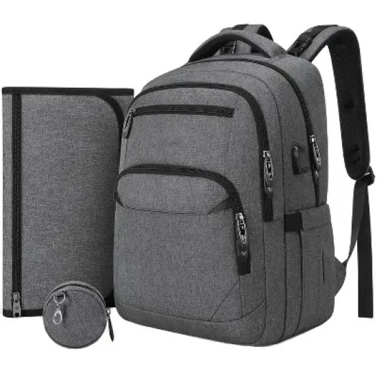 Itopfox Multi-Function Baby Diaper Backpack with Portable Changing Pad, Pacifier Holder, USB Charging Port, Ideal for Moms and Dads image {8}